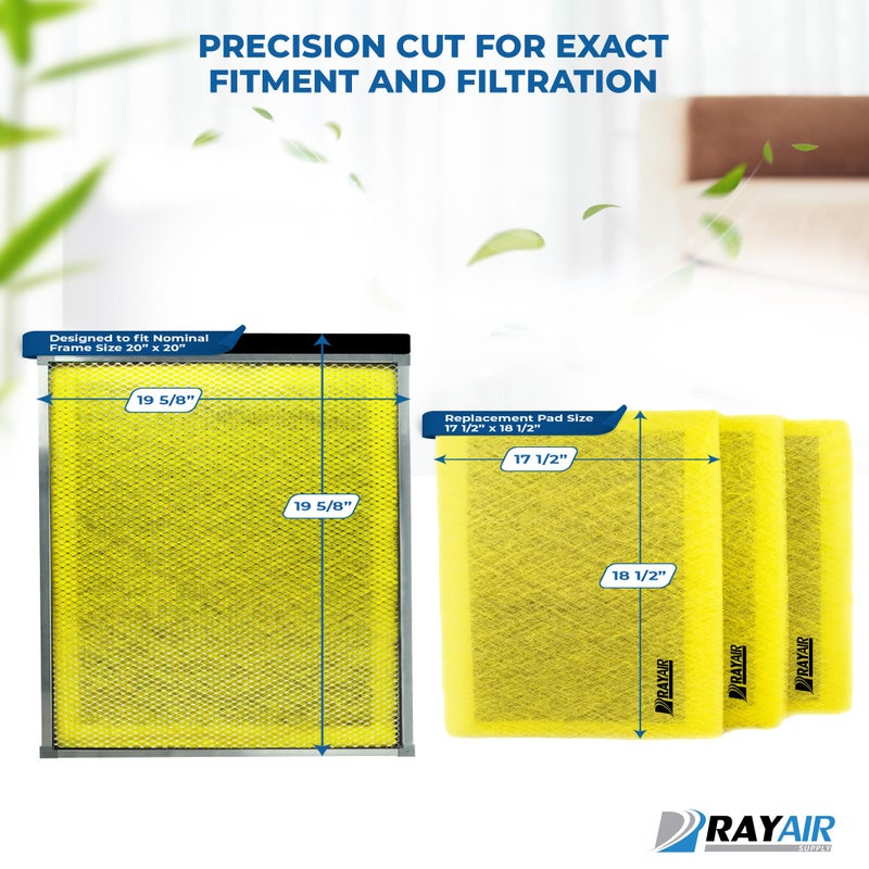 RAYAIR SUPPLY 20x20 Replacement Filter Pads Designed to Fit MicroPower Guard Air Cleaner 20x20 Refills (3 Pack) YELLOW - Image 2